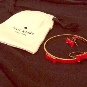 Kate Spade red and gold bows
